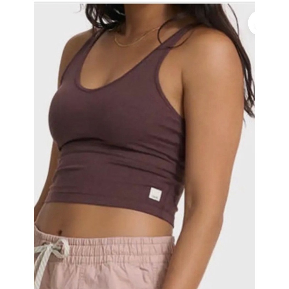 Vuori Women's Halo Performance Crop Top Chestnut Heather XS Yoga Athleisure